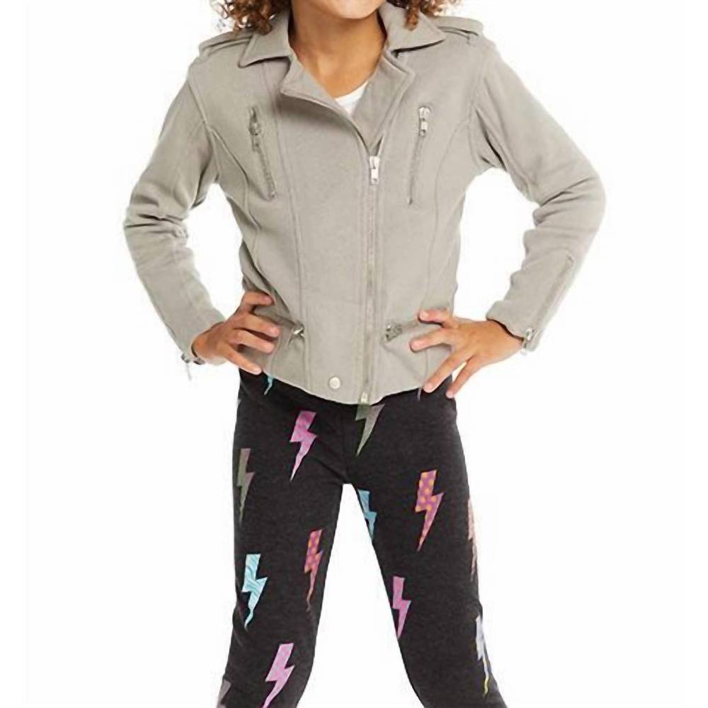 NEW CHASER girls moto jacket in grey